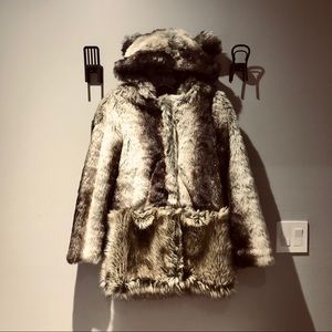 Faux Fur Coat Cute Bear Brown